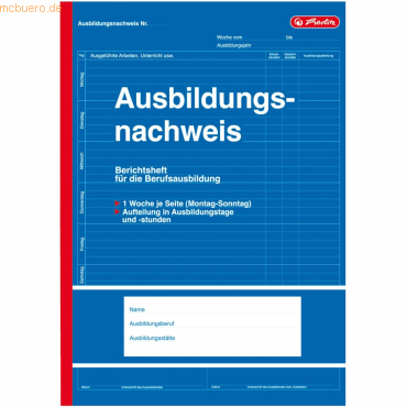 4008110840703 - Formularbuch Ausbildungsnachweis DIN A4 28 Blatt