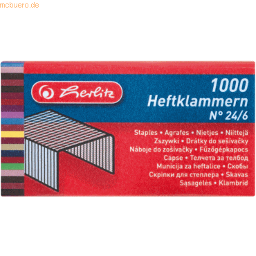 10 x Herlitz Heftklammern 24/6 VE=1000 Stück