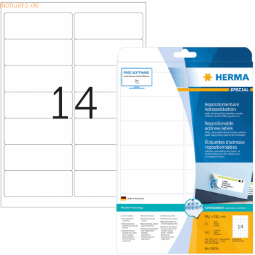4008705100168 - 10016 Adressetiketten 991 x 381 mm weiß repositionierbar 4008705100168 10016 25 Blatt