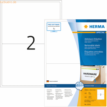 HERMA Etiketten weiß Movables/ablösbar 199,6x143,5mm Special A4 VE=200