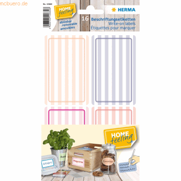 4008705106696 - 5 x HERMA Beschriftungsetiketten 52x82mm pink lila liniert ablösbar VE