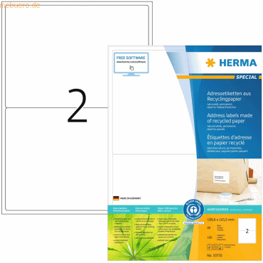 HERMA Etiketten 199,6x143,5mm naturweiß RC A4 VE=80 Blatt