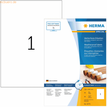 HERMA Etiketten Papier witterungsbest. weiß 210x297mm Special A4 Laser