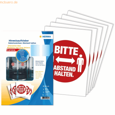 4008705129213 - 12921-3 COVID-19 Informationsetiketten Bitte Abstand halten Ø 20 cm Selbstklebend Weiß Rot 15 Etiketten 4008705129213 - 12921-3 COVID-19 Informationsetiketten Bitte Abstand halten Ø 20 cm Selbstklebend Weiß Rot 15 Etiketten
