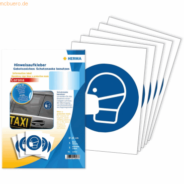4008705129237 - HERMA Information label Mandatory sign Wear a protective mask Ø 20 cm self-adhesive removable