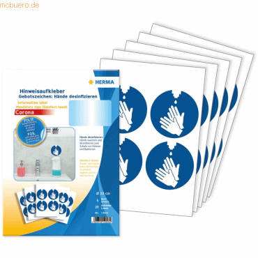 4008705129282 - HERMA Information label Mandatory sign Disinfect hands Ø 10 cm self-adhesive removable 4008705129282 - HERMA Information label Mandatory sign Disinfect hands Ø 10 cm self-adhesive removable