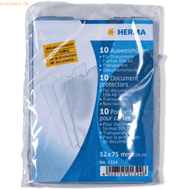 4008705013246 - HERMA Ausweishüllen 52x75mm für Dokumente Format DIN A8 4008705013246 - HERMA Ausweishüllen 52x75mm für Dokumente Format DIN A8