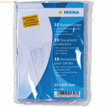 4008705013260 - HERMA Ausweishüllen 65x100mm für Rentenausweise 4008705013260 - HERMA Ausweishüllen 65x100mm für Rentenausweise
