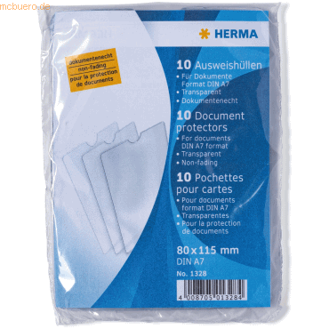 4008705013284 - HERMA Ausweishüllen 80x115mm für Dokumente Format DIN A7 VE=10 Stück 4008705013284 - HERMA Ausweishüllen 80x115mm für Dokumente Format DIN A7 VE=10 Stück