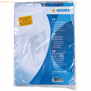 4008705013345 - HERMA Ausweishüllen 220x310mm für Dokumente A4 VE=10 Stück 4008705013345 - HERMA Ausweishüllen 220x310mm für Dokumente A4 VE=10 Stück