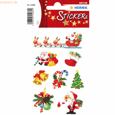 4008705150804 - 10 x HERMA Schmucketikett Decor Weihnachten Santa Claus 3 Blatt