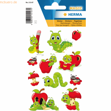 4008705151474 - 10 x HERMA Sticker Magic Fritz der Wurm Wackelaugen VE=1 Blatt 4008705151474 - 10 x HERMA Sticker Magic Fritz der Wurm Wackelaugen VE=1 Blatt
