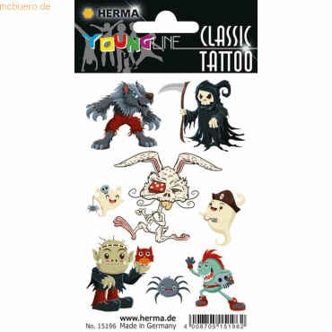 4008705151962 - 10 x HERMA Schmucketiketten Classic Tattoo YoungLine Zombies 4008705151962 - 10 x HERMA Schmucketiketten Classic Tattoo YoungLine Zombies