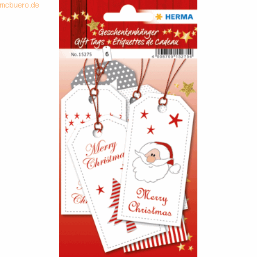 5 x HERMA Geschenkanhänger Weihnachten Xmas 8x4cm VE=6 Stück