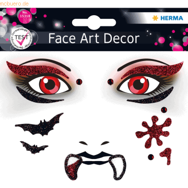 4008705153188 - 5 x HERMA Schmucketiketten Face Art Sticker Vampir Art Decor 4008705153188 - 5 x HERMA Schmucketiketten Face Art Sticker Vampir Art Decor