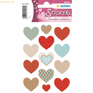 4008705154055 - 10 x HERMA Schmucketikett Magic Golden Heart Goldprägung 1 Blatt 4008705154055 - 10 x HERMA Schmucketikett Magic Golden Heart Goldprägung 1 Blatt