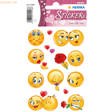 4008705154086 - 10 x HERMA Schmucketikett Magic Love Faces Seide 1 Blatt