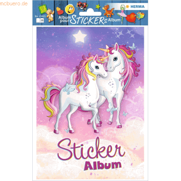 4008705154253 - HERMA Stickeralbum Einhorn Best Friends DIN A5 16 Seiten beschichtetes Spezialpapier Sticker imm wieder - 1 Stück (15425)