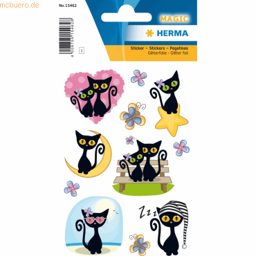 4008705154628 - 10 x HERMA Schmucketikett Magic Cute Cat Folie Beglimmert 4008705154628 - 10 x HERMA Schmucketikett Magic Cute Cat Folie Beglimmert