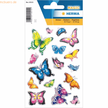 4008705155151 - 10 x Sticker Schmetterling mit 3D Flügel Effekt 4008705155151 - 10 x Sticker Schmetterling mit 3D Flügel Effekt