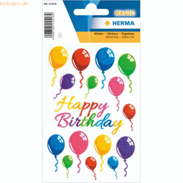 4008705155182 - 10 x Sticker Bunte Luftballon mit glänzendem Glitter 4008705155182 - 10 x Sticker Bunte Luftballon mit glänzendem Glitter