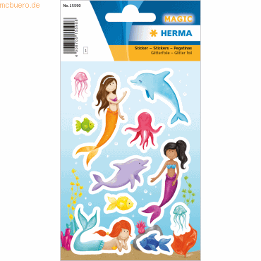 4008705155908 - 10 x HERMA Sticker Princess of the Sea mit Glitzereffekt