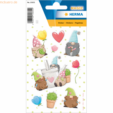 4008705156554 - 10 x HERMA Sticker Gartenzwerge glänzende Seide
