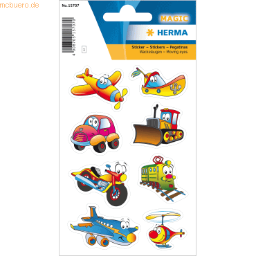 4008705157070 - 10 x HERMA Sticker Fahrzeuge mit lustigen Wackelaugen