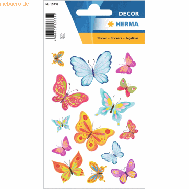 4008705157322 - 10 x HERMA Sticker Schmetterlingszeit mit feinem Glitter 4008705157322 - 10 x HERMA Sticker Schmetterlingszeit mit feinem Glitter