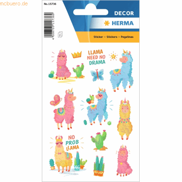 4008705157360 - 10 x HERMA Sticker Lama - no drama beglimmert 4008705157360 - 10 x HERMA Sticker Lama - no drama beglimmert
