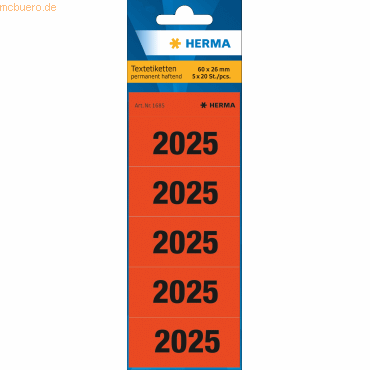 HERMA Inhaltsschild 2025 60x26mm VE=100 Stück rot