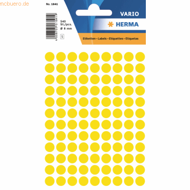 10 x HERMA Vielzweck-Etiketten 8mm gelb VE=540 Stück