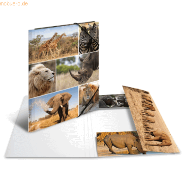 4008705192149 - Eckspannermappe Afrika Tiere aus Karton DIN A4