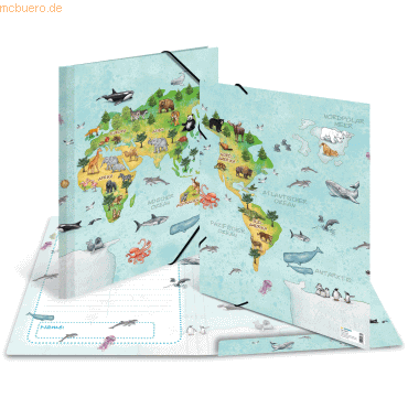 4008705196345 - 3 x HERMA Sammelmappe A3 Karton Weltkarte