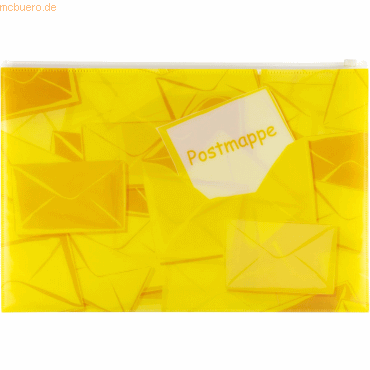 3 x HERMA Postmappe A4 mit Zipper gelb