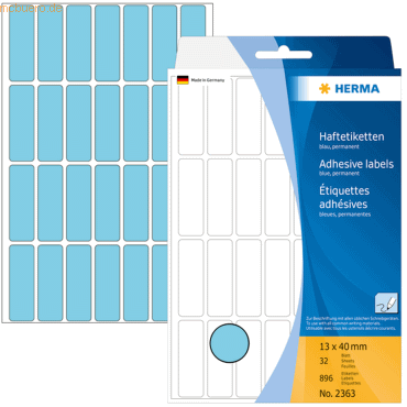 4008705023634 - HERMA Mulrifunktionsetiketten 2363 Blau Rechteckig 13 x 40 mm 32 Blatt à 28 Etiketten 4008705023634 - HERMA Mulrifunktionsetiketten 2363 Blau Rechteckig 13 x 40 mm 32 Blatt à 28 Etiketten