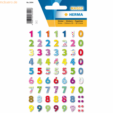 4008705030946 - 10 x HERMA Sticker Magic Bunte Zahlen Stone