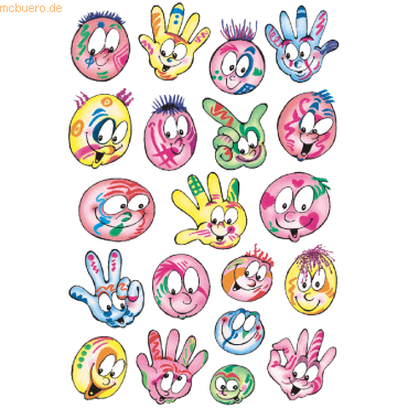 4008705035316 - 10 x HERMA Schmucketikett Decor Gesichter bunt VE=3 Blatt