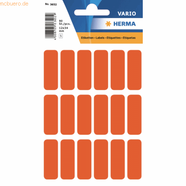 4008705036528 - HERMA Vielzwecketiketten 3652 Rot 12 x 34 mm 5 Blatt à 18 Etiketten 4008705036528 - HERMA Vielzwecketiketten 3652 Rot 12 x 34 mm 5 Blatt à 18 Etiketten