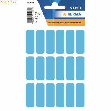 4008705036535 - 10 x HERMA Vielzweck-Etiketten 12x34mm blau VE=90 Stück
