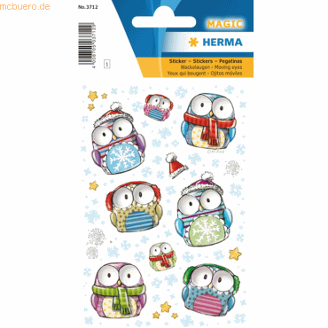 4008705037129 - 10 x HERMA Schmucketikett Magic Winter Eulen Wackelaugen 1 Blatt 4008705037129 - 10 x HERMA Schmucketikett Magic Winter Eulen Wackelaugen 1 Blatt
