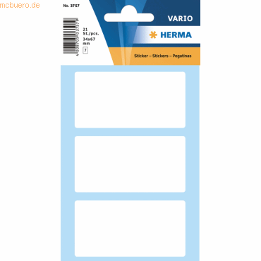 4008705037570 - 10 x HERMA Vielzweck-Etiketten 34x67mm weiß VE=21 Stück