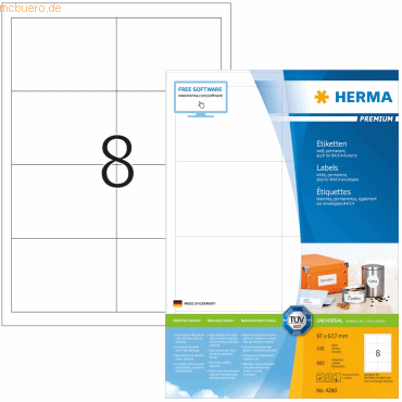 HERMA Etiketten weiß 96,5x67,7mm Premium A4 VE=800 Stück