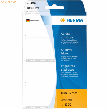 HERMA Adress-Etiketten 88x35mm endlos leporello-gefalzt VE=250 Stück