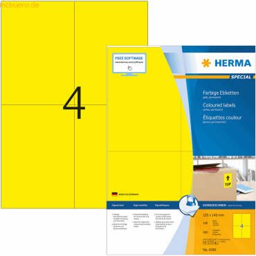 HERMA Etiketten gelb 105x148mm Special A4 VE=400 Stück