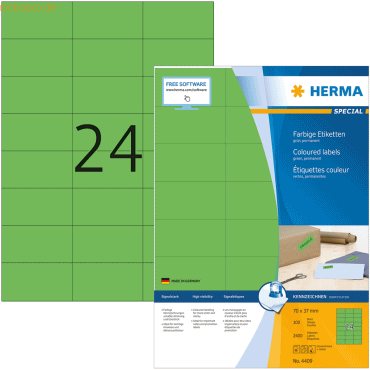 HERMA Etiketten grün 70x37mm Special A4 VE=2400 Stück