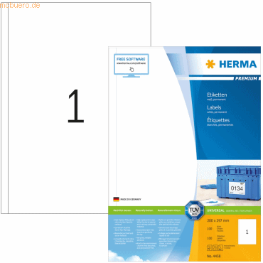 HERMA Etiketten weiß 200x297mm Premium A4 VE=100 Stück