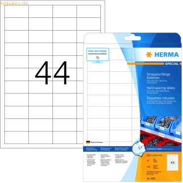 4008705045810 - HERMA 4581 - Weiß - Selbstklebendes Druckeretikett - A4 - Rechteck - 440 Stück(e) - 10 Stück(e)