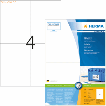 HERMA Etiketten weiß 105x148mm Premium A4 VE=800 Stück