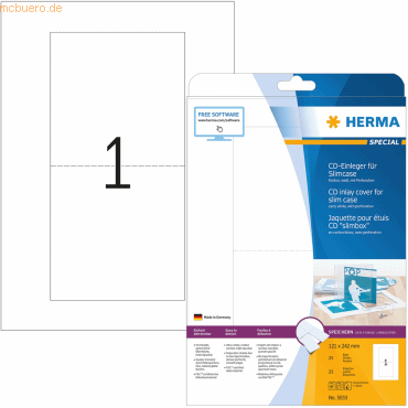 HERMA CD-Einleger für Slimcase perforiert 121x242mm Special A4 VE=25 S